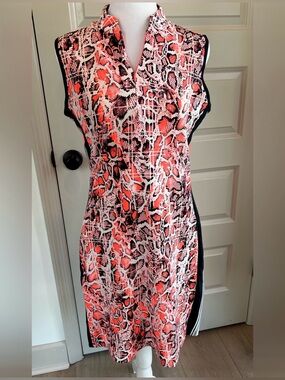 Tail Brand Like NEW Coral and Black Sleeveless Snake-Print Shift Dress (Golf)
